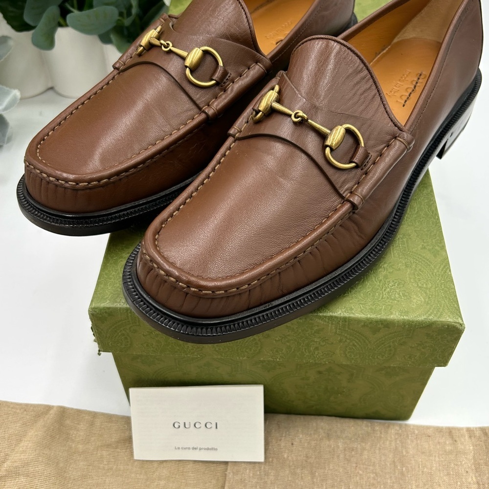 Men's Gucci 1953 Leather horse bit loafers size 11.5 fits 12.5 US made in Italy - Picture 10 of 11